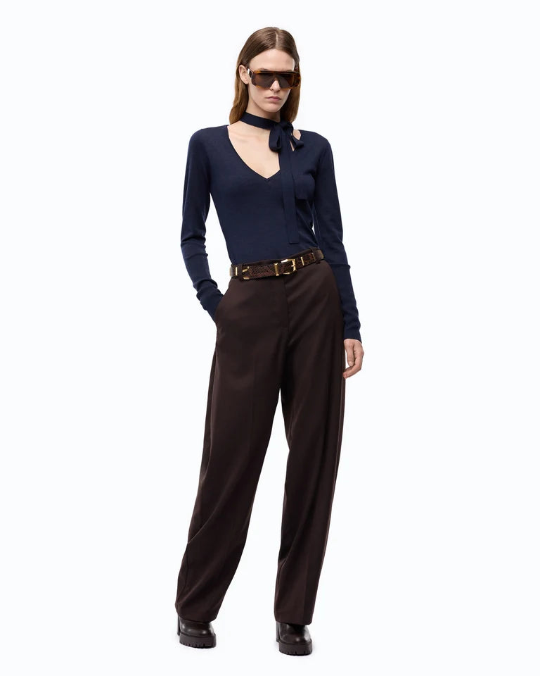 Pantaloni barrel fit in misto lana