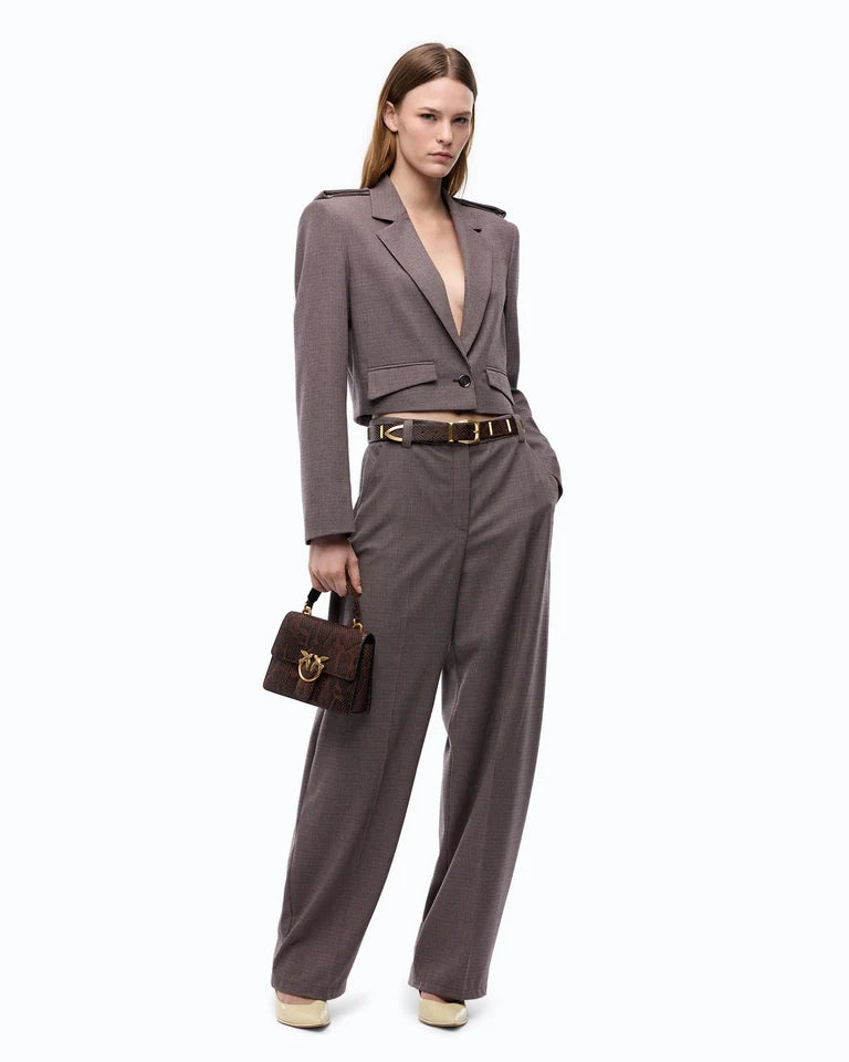 Giacca cropped con motivo micro pied-de-poule