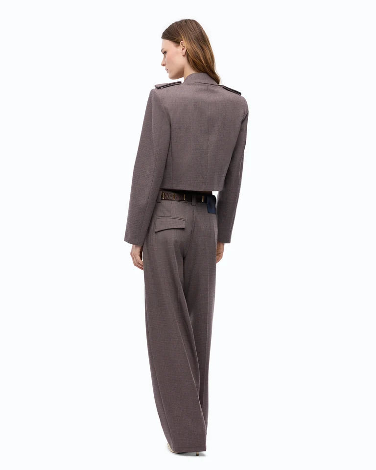 Giacca cropped con motivo micro pied-de-poule