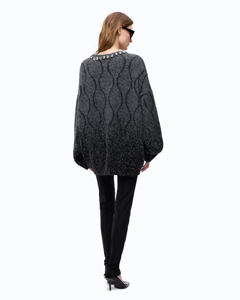 Maglione con collo gioiello e micro paillettes