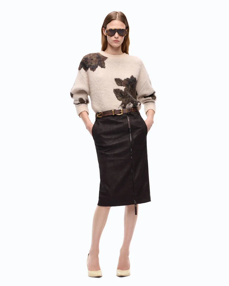 Maglione in misto lana e alpaca con motivo floreale