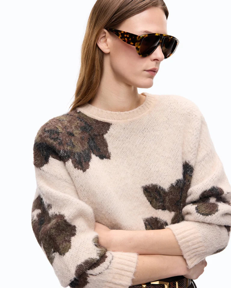 Maglione in misto lana e alpaca con motivo floreale
