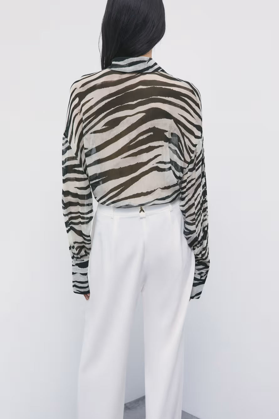 Camicia trasparente zebrata
