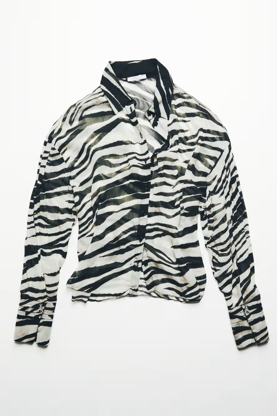 Camicia trasparente zebrata