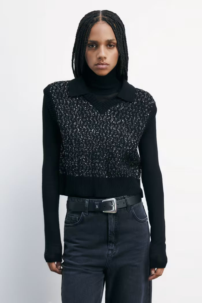 Gilet in maglia con paillettes