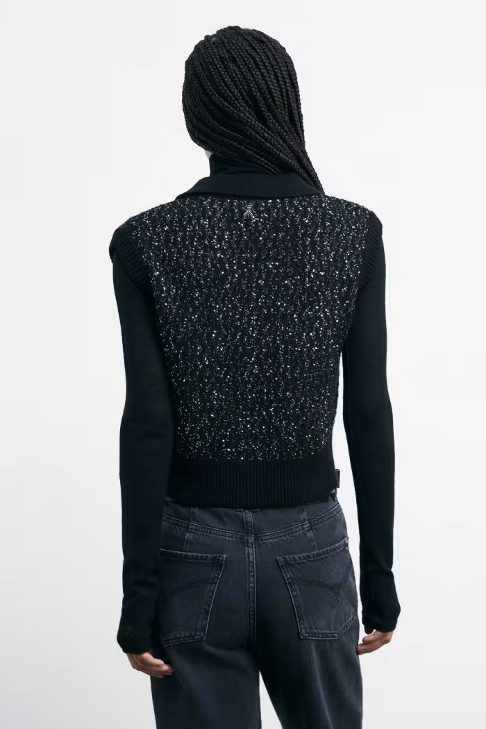 Gilet in maglia con paillettes