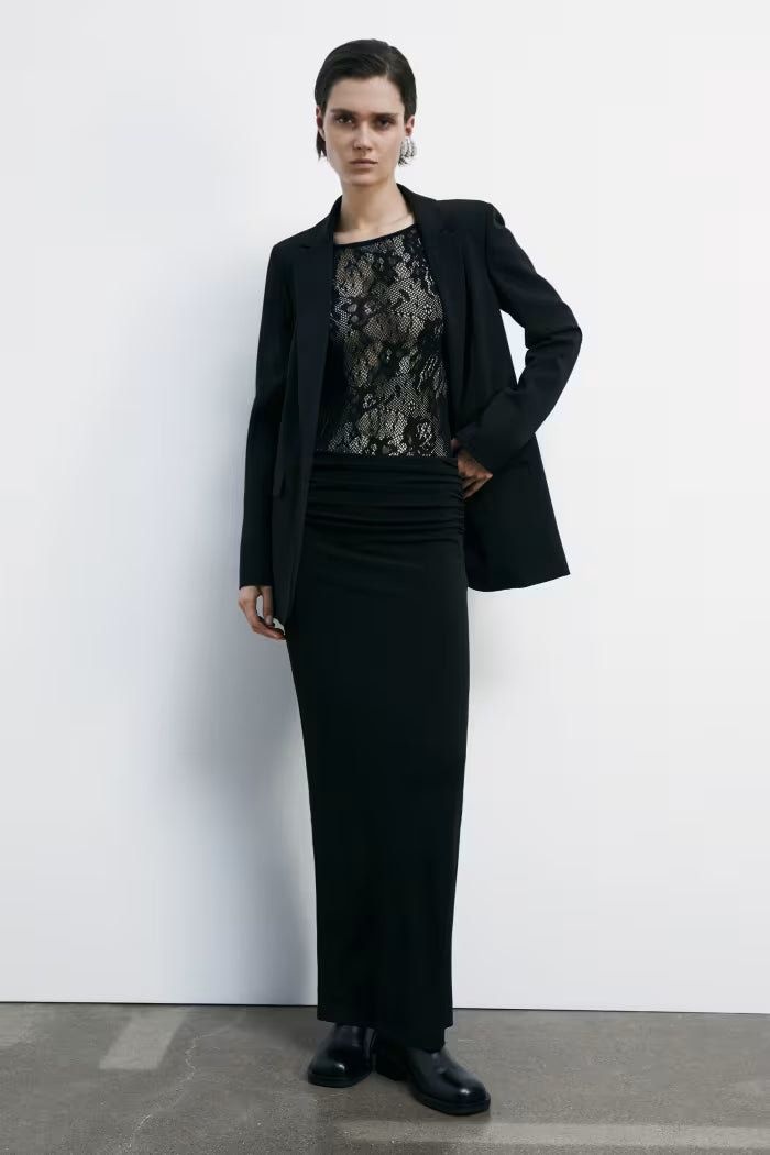 Body a maniche lunghe in pizzo