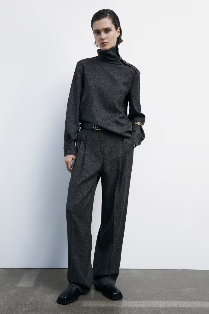 Pantaloni strutturati con pieghe
