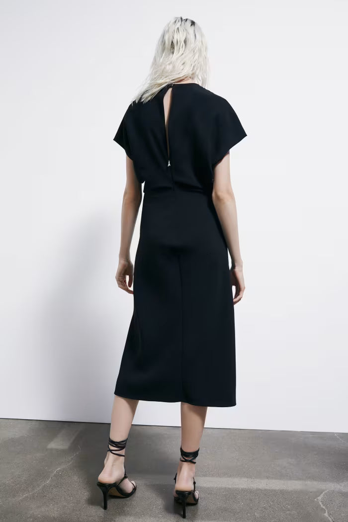 Abito midi fluido in twill