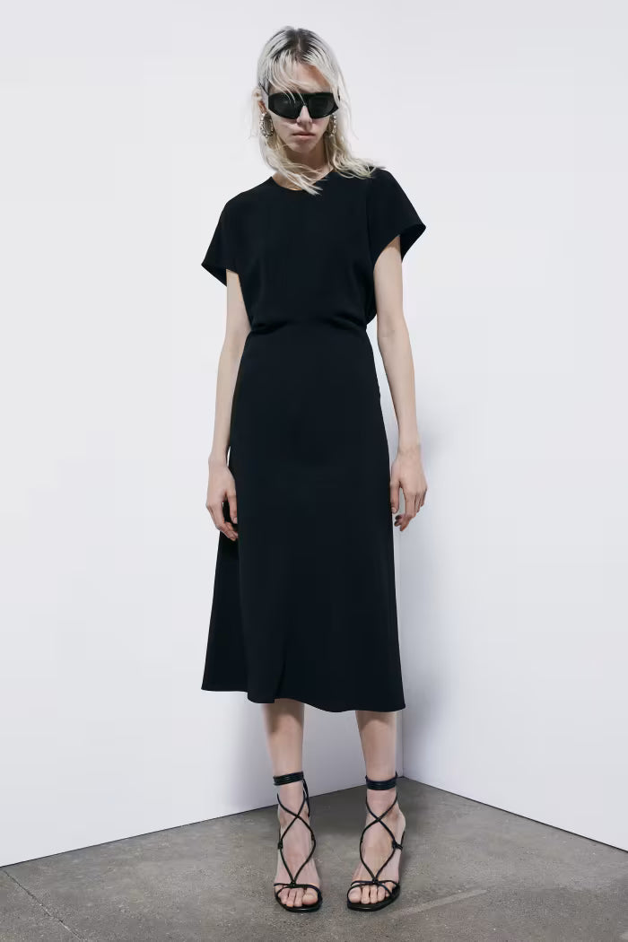 Abito midi fluido in twill