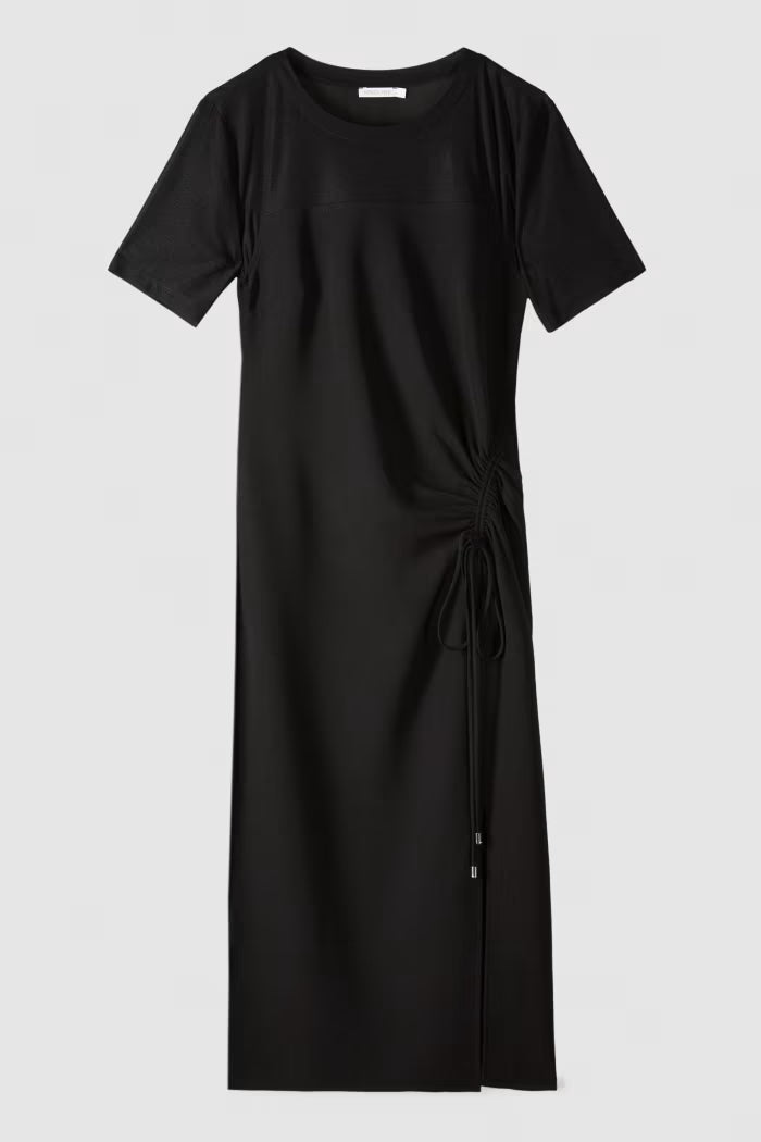 Abito midi in twill con arriccio