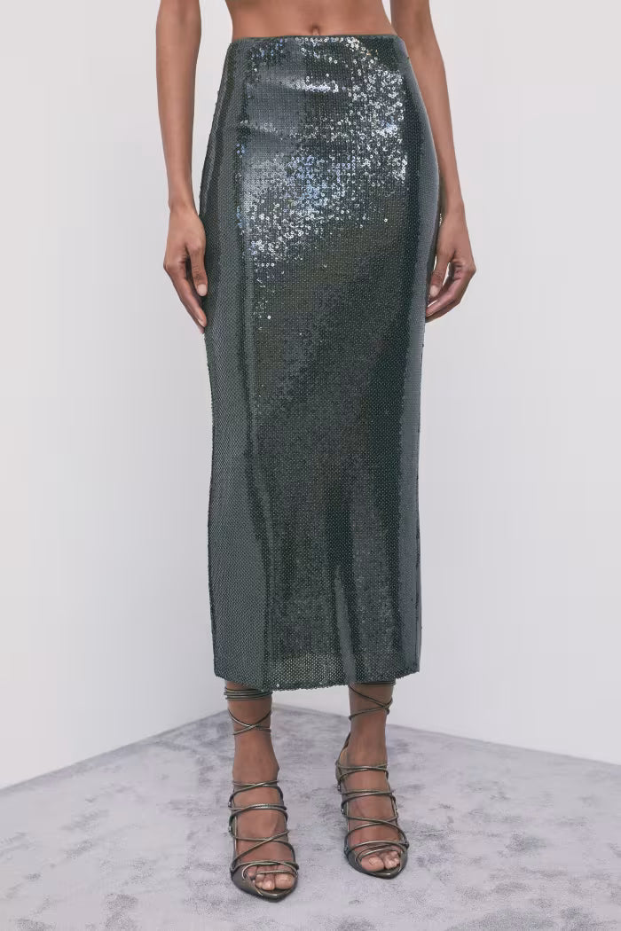 Gonna lunga con paillettes in tulle