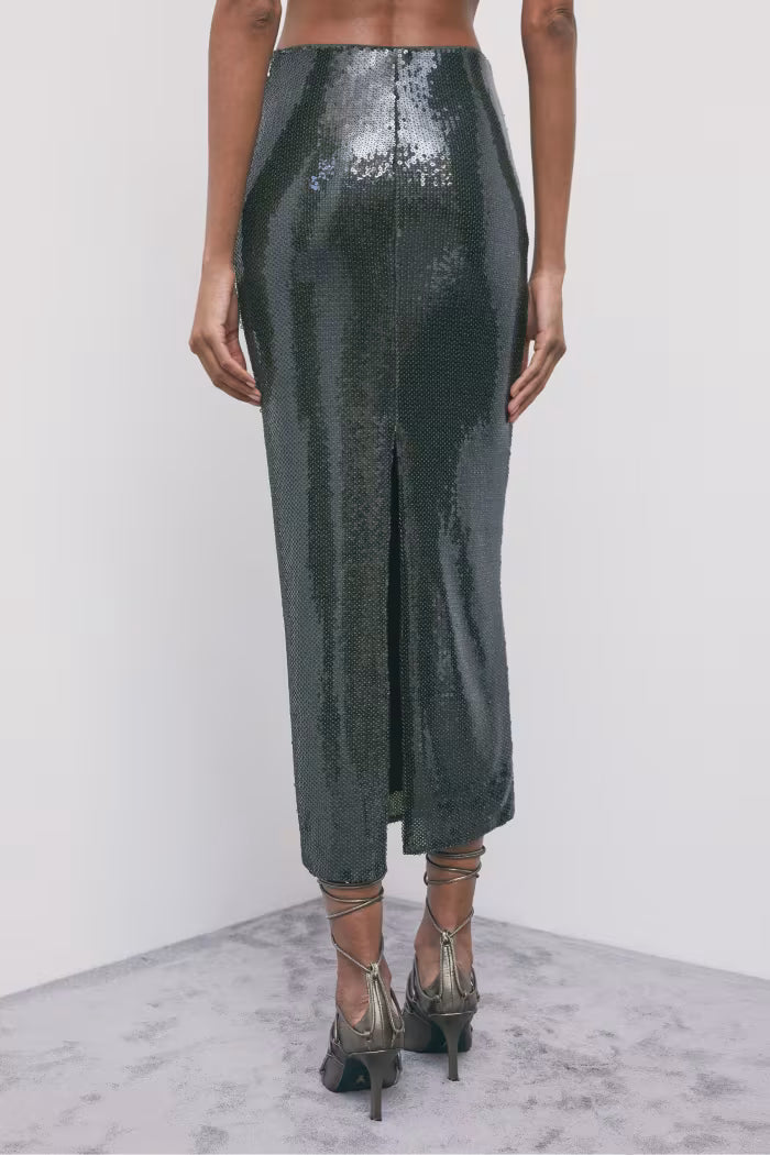 Gonna lunga con paillettes in tulle