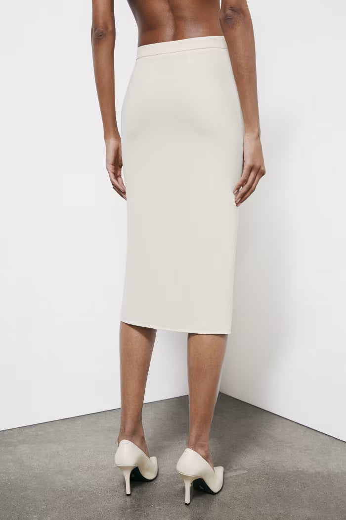 Gonna midi in twill con arriccio