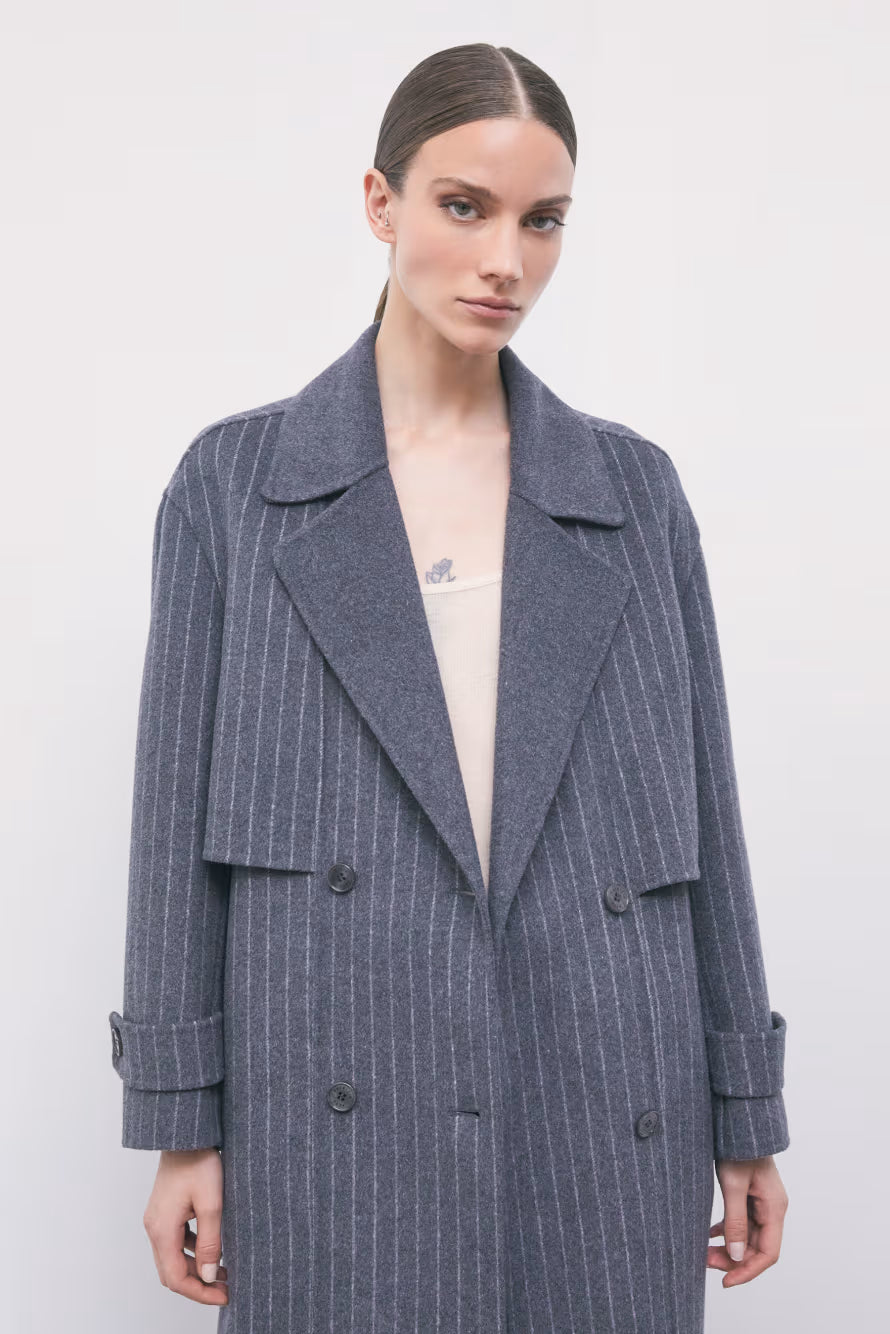 Cappotto in misto lana gessato