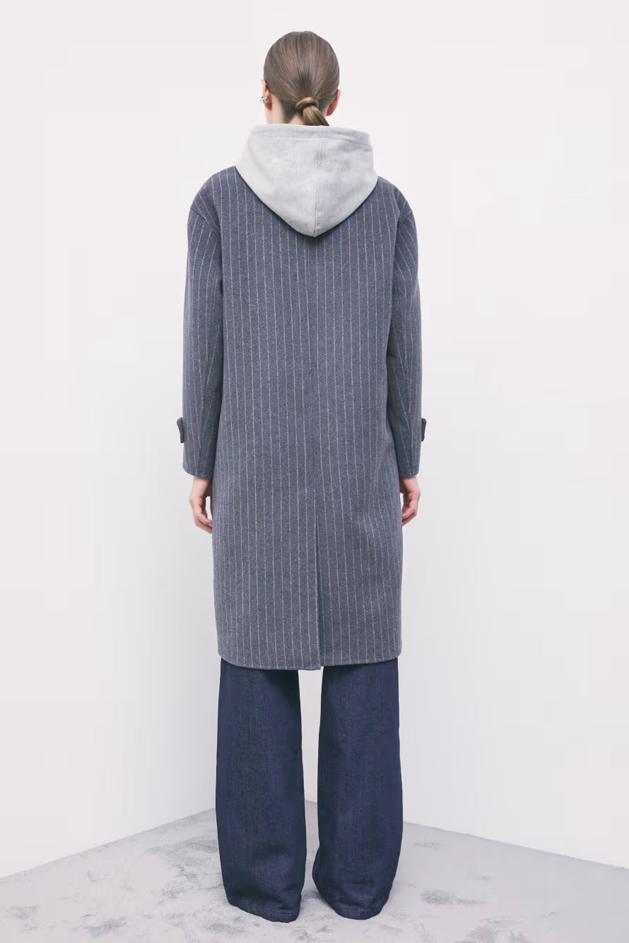 Cappotto in misto lana gessato