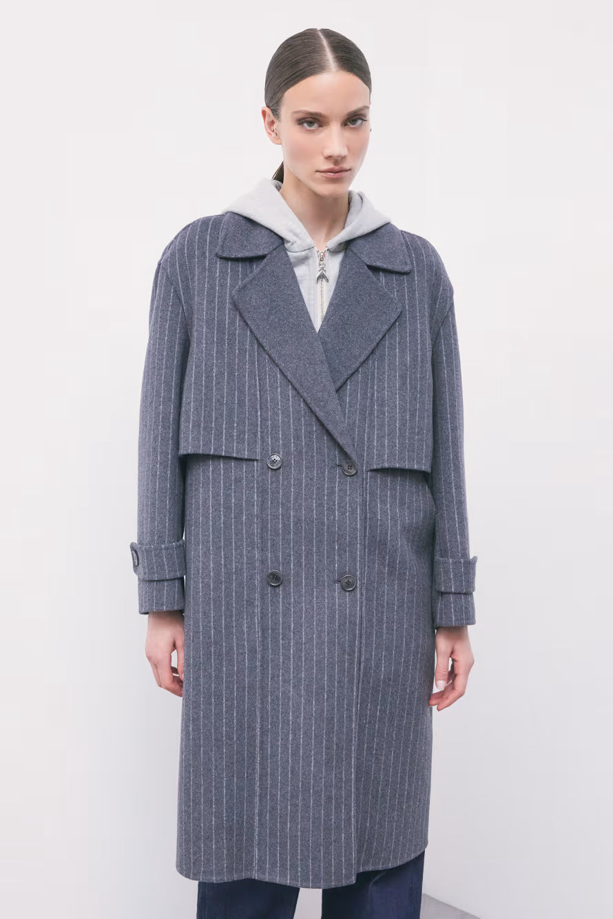 Cappotto in misto lana gessato