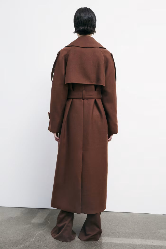 Cappotto trench bicolore in lana