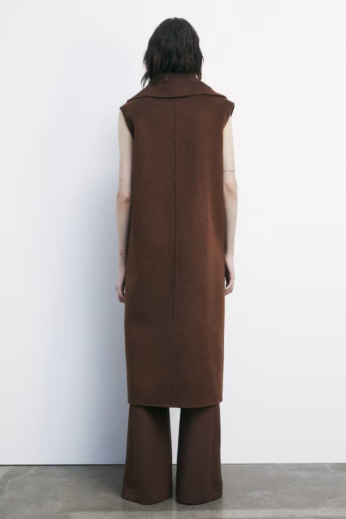 Cappotto senza maniche doppio petto in lana e alpaca