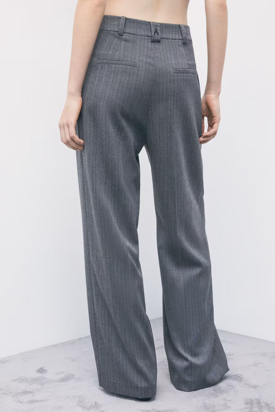 Pantaloni sartoriali wide leg gessati