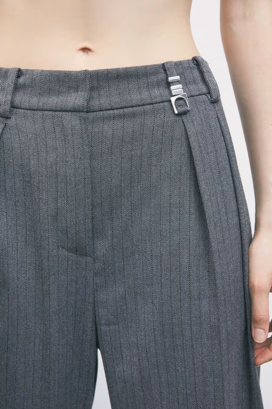Pantaloni sartoriali wide leg gessati