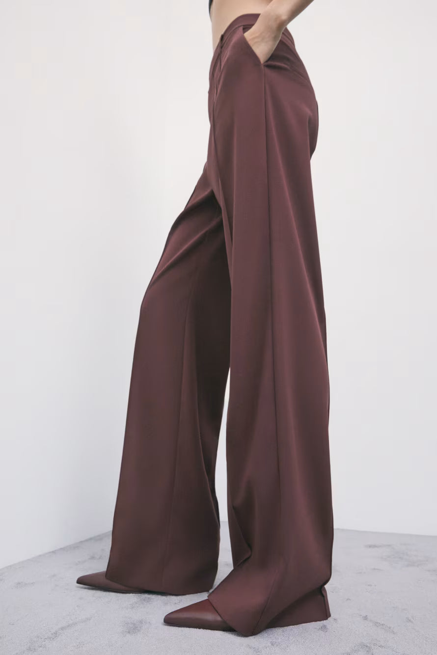 Pantaloni sartoriali wide leg a vita bassa