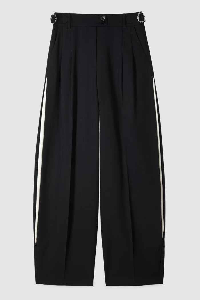 Pantaloni palazzo con inserti in raso