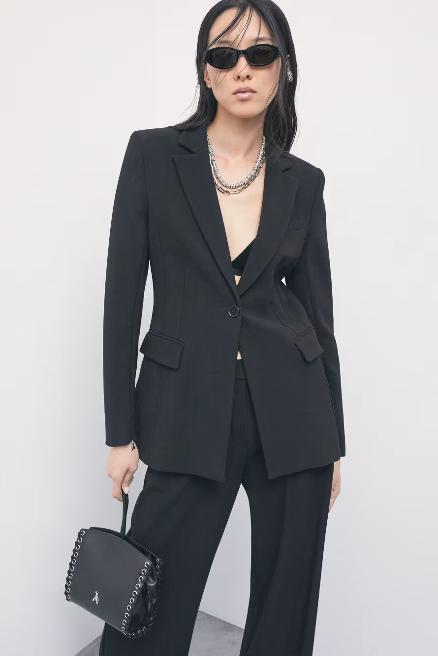 Blazer slim in punto stoffa