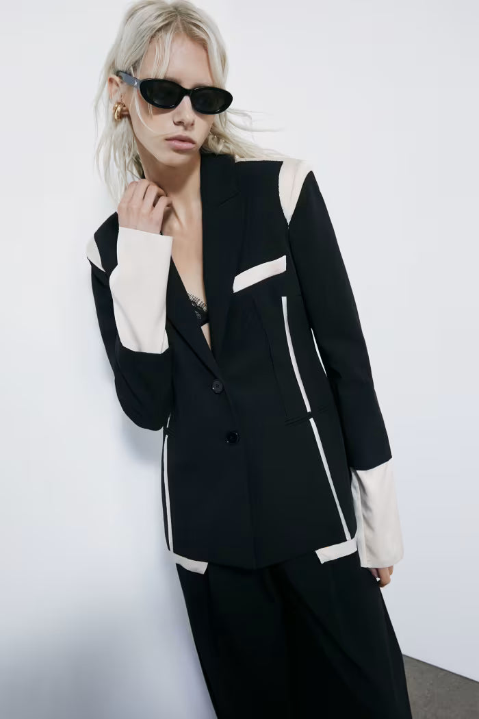 Blazer slim color block