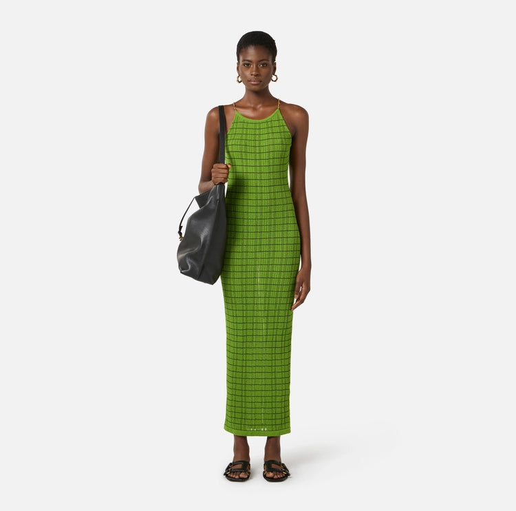 Abito in maglia a righe con catene