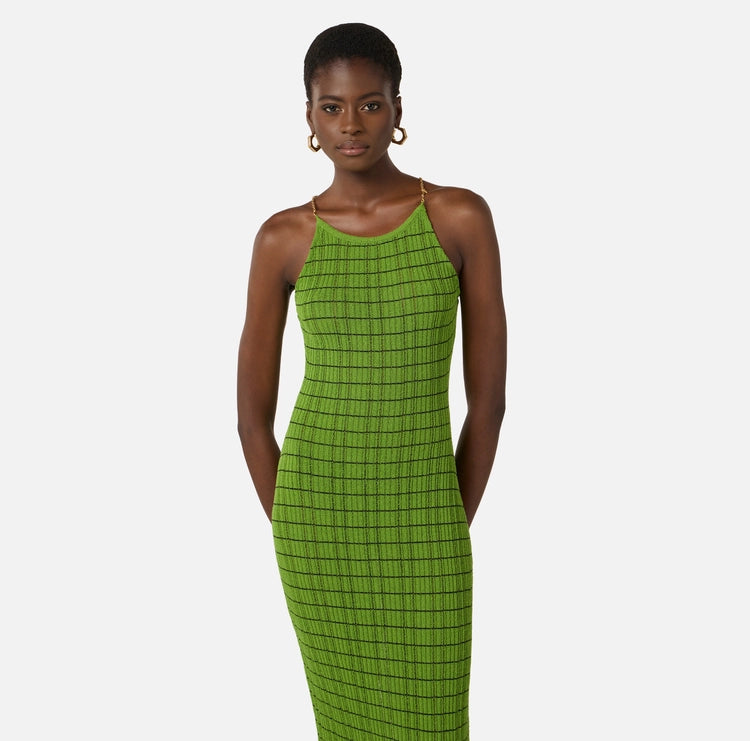 Abito in maglia a righe con catene