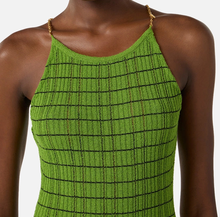 Abito in maglia a righe con catene
