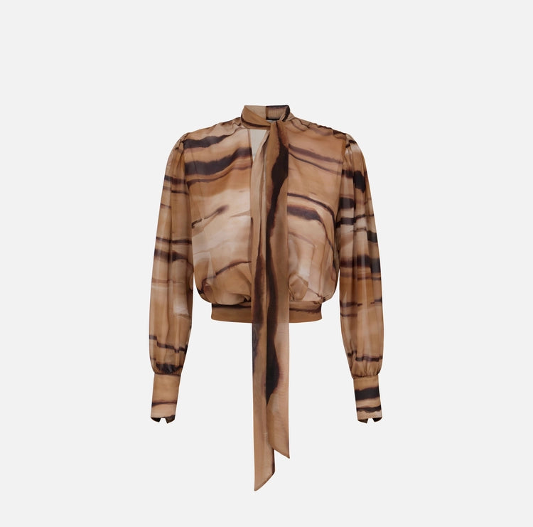 Blusa in chiffon con stampa tigre