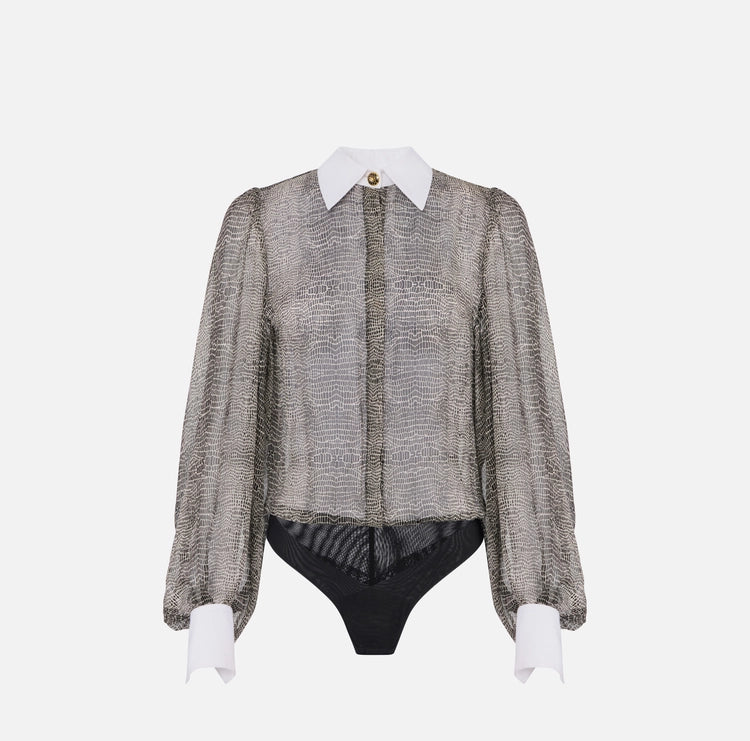 Body con stampa pitone e colletto