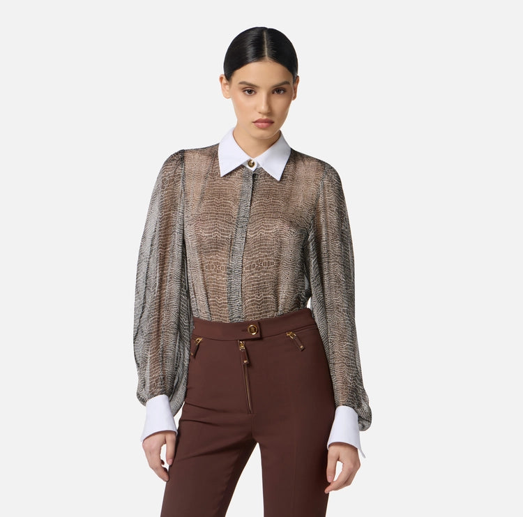 Body con stampa pitone e colletto