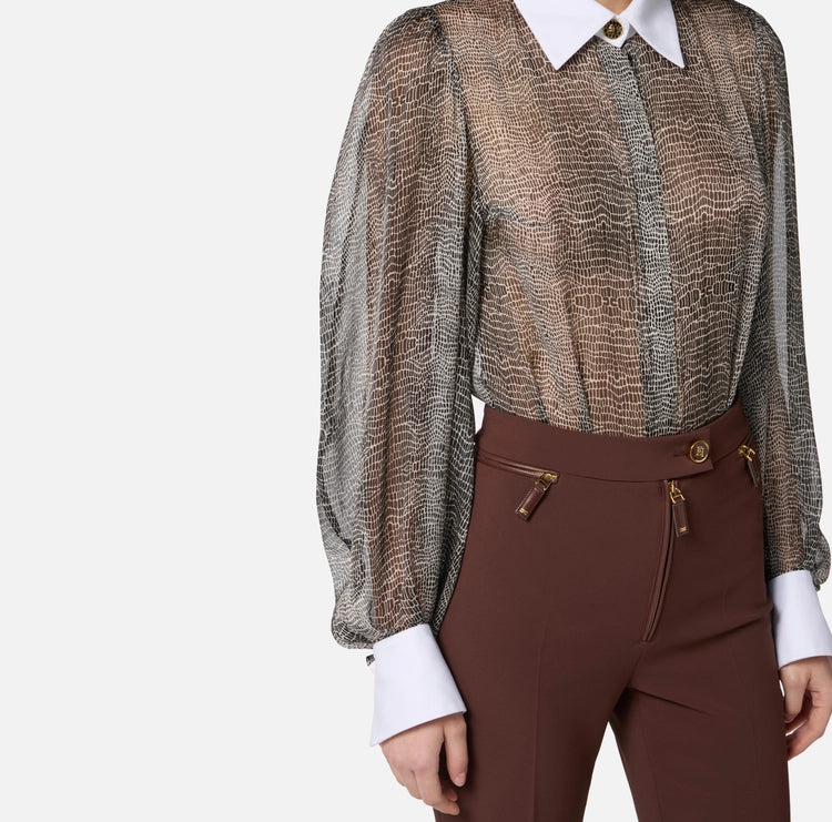 Body con stampa pitone e colletto