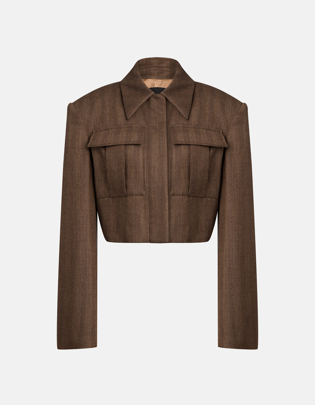 Giacca camicia cropped in resca di lana