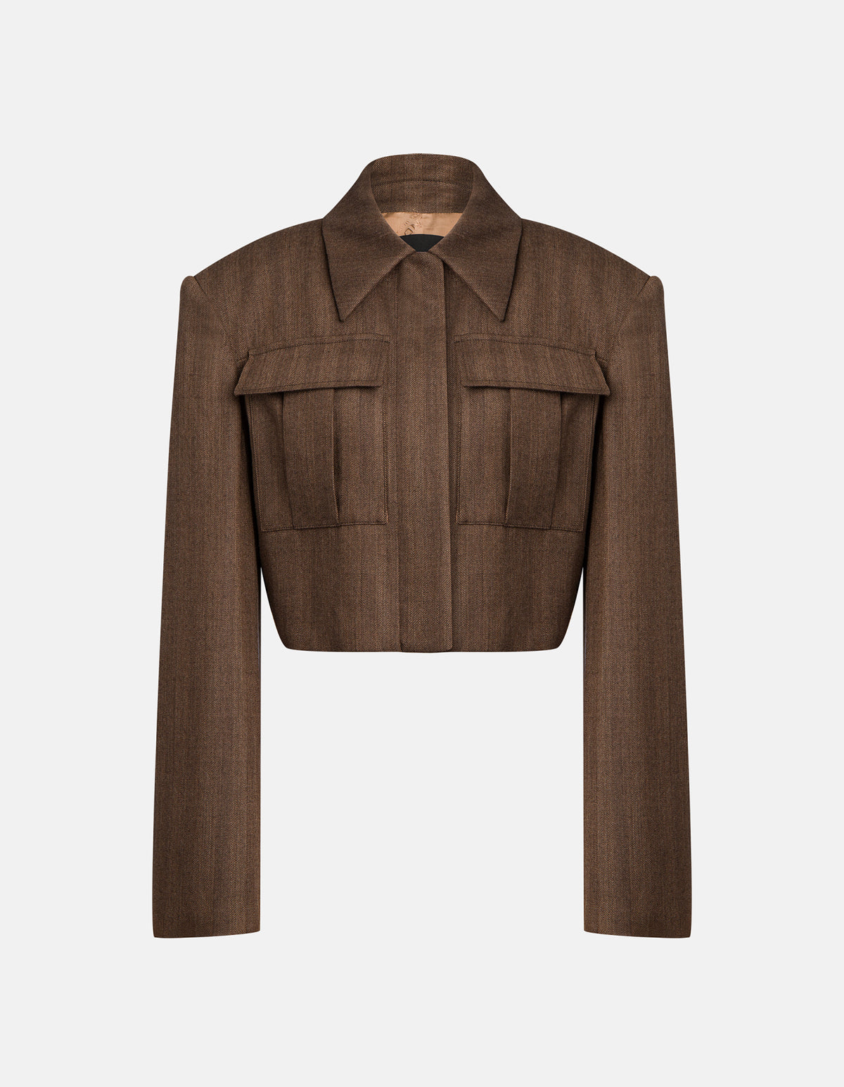 Giacca camicia cropped in resca di lana