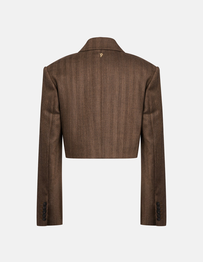 Giacca camicia cropped in resca di lana