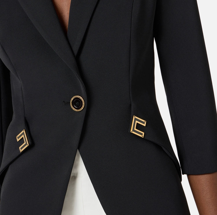 Giacca in doppio crêpe stretch con dettagli logo