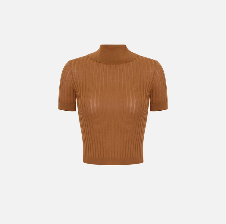 Top in maglia con trasparenze