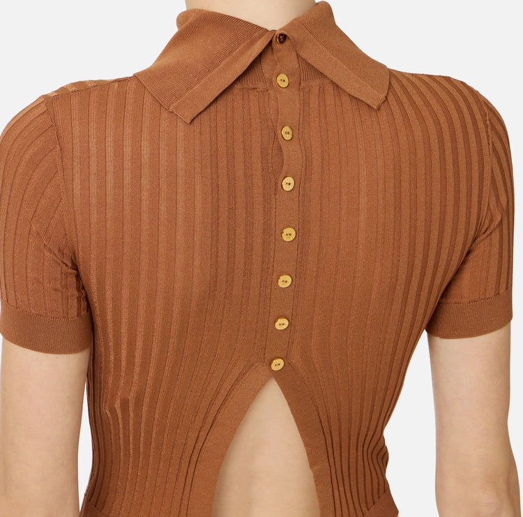 Top in maglia con trasparenze