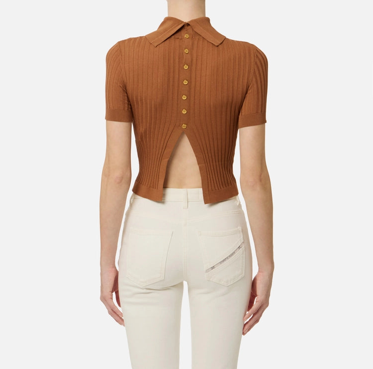 Top in maglia con trasparenze