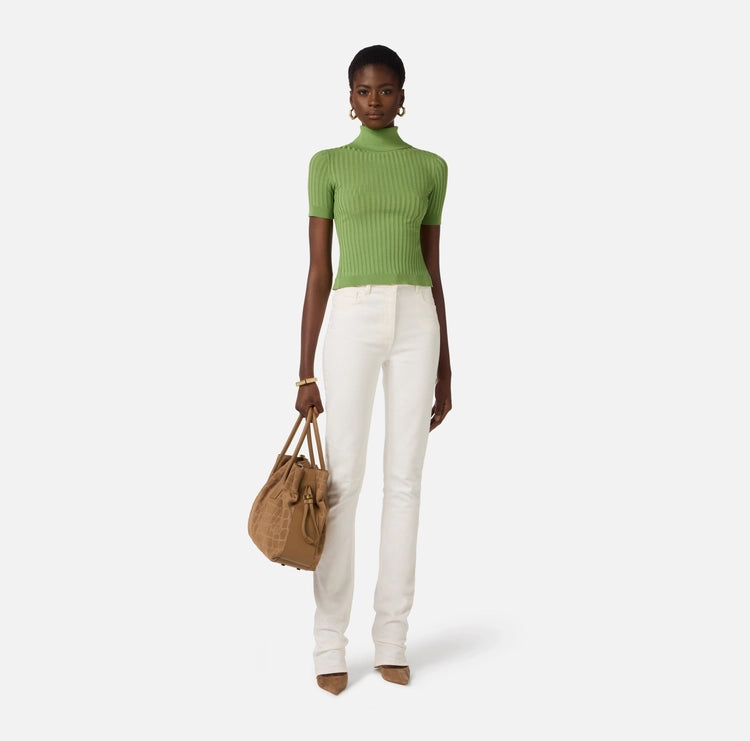 Top in maglia con trasparenze