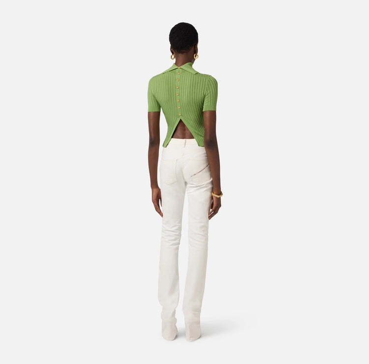 Top in maglia con trasparenze