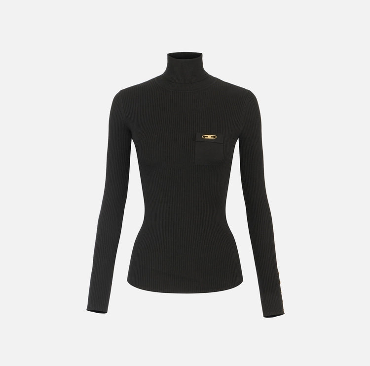 Maglia a costine con taschino