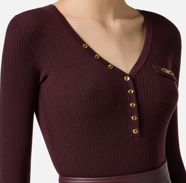 Maglia a costine con taschino