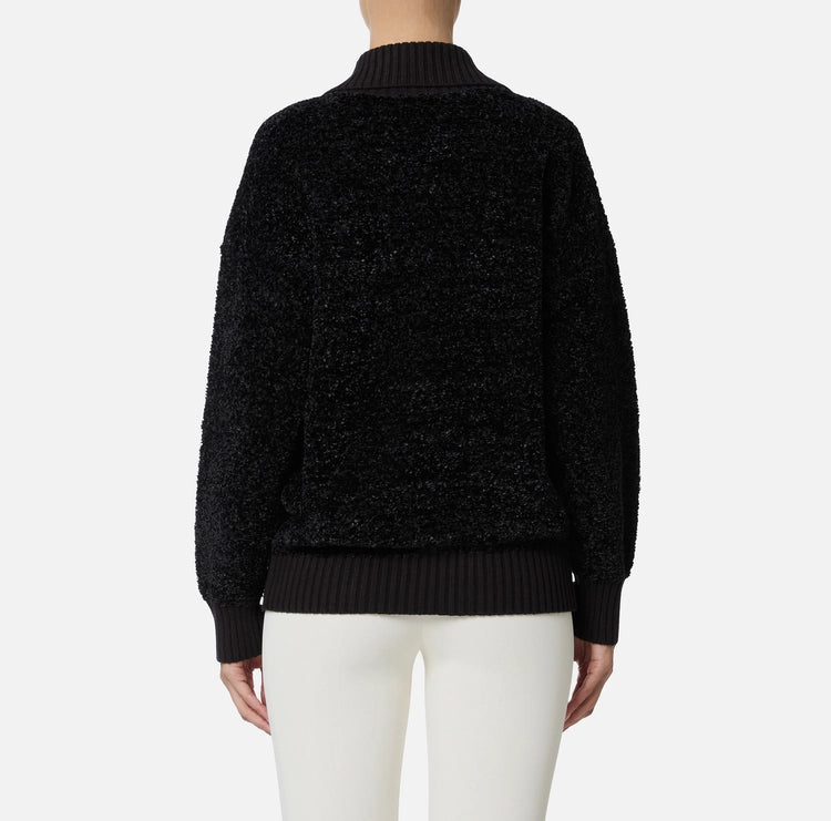 Cardigan in ciniglia bouclé con bottoni gioiello