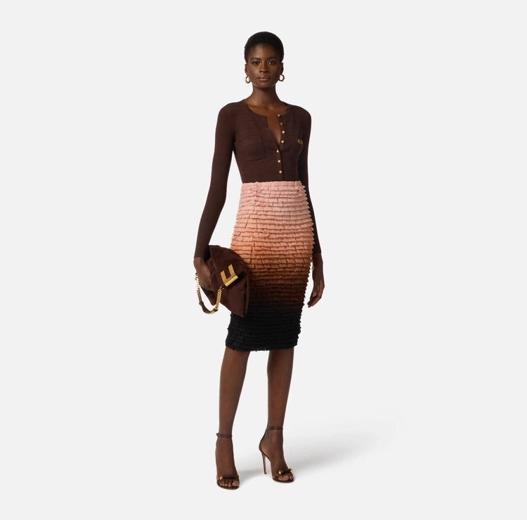 Cardigan in maglia a micro-trecce