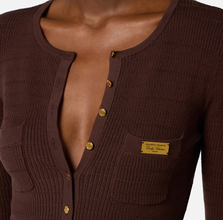 Cardigan in maglia a micro-trecce